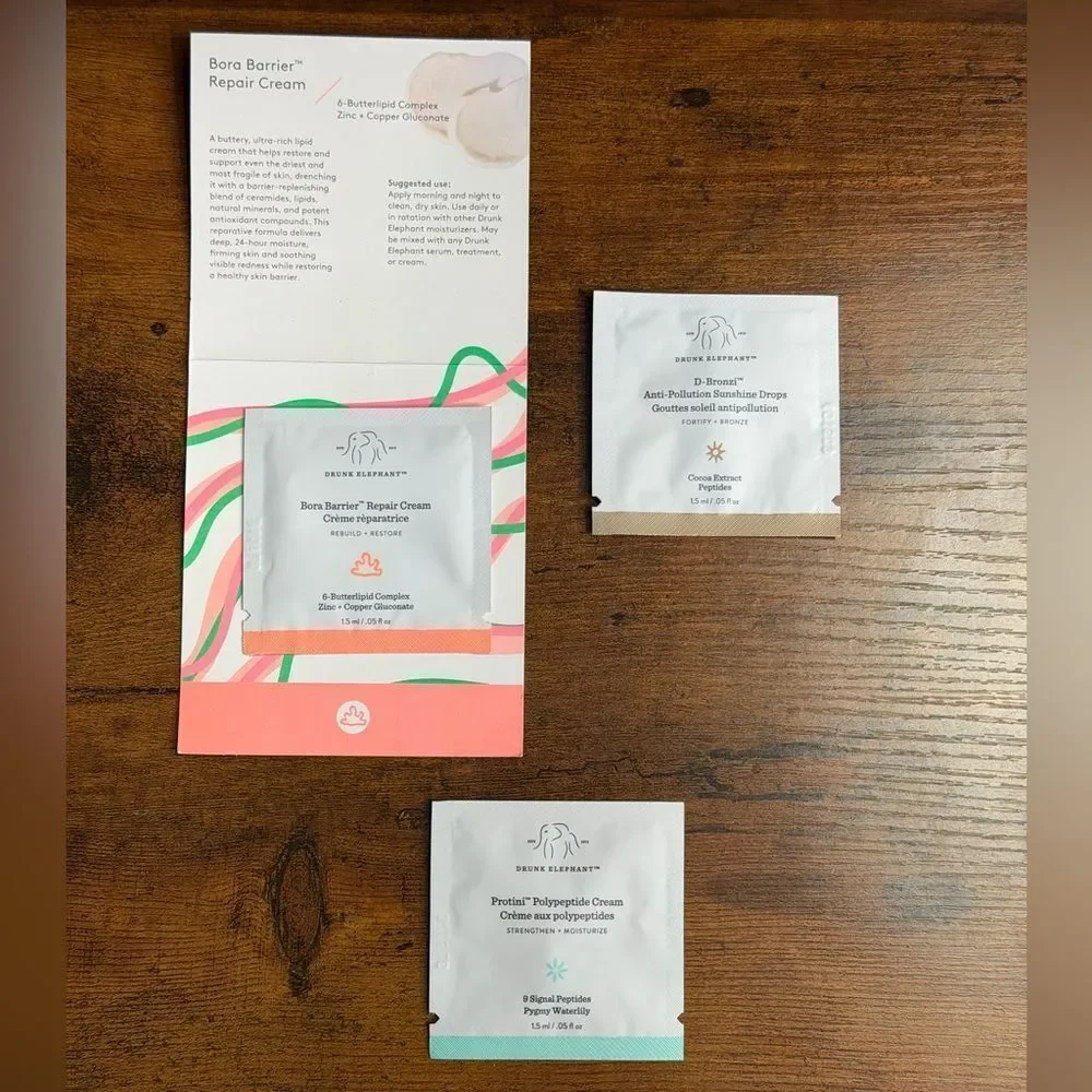 Drunk Elephant Protini + D-Bronzi Mini Set 1.5mL Trial Size Skincare Bundle. New